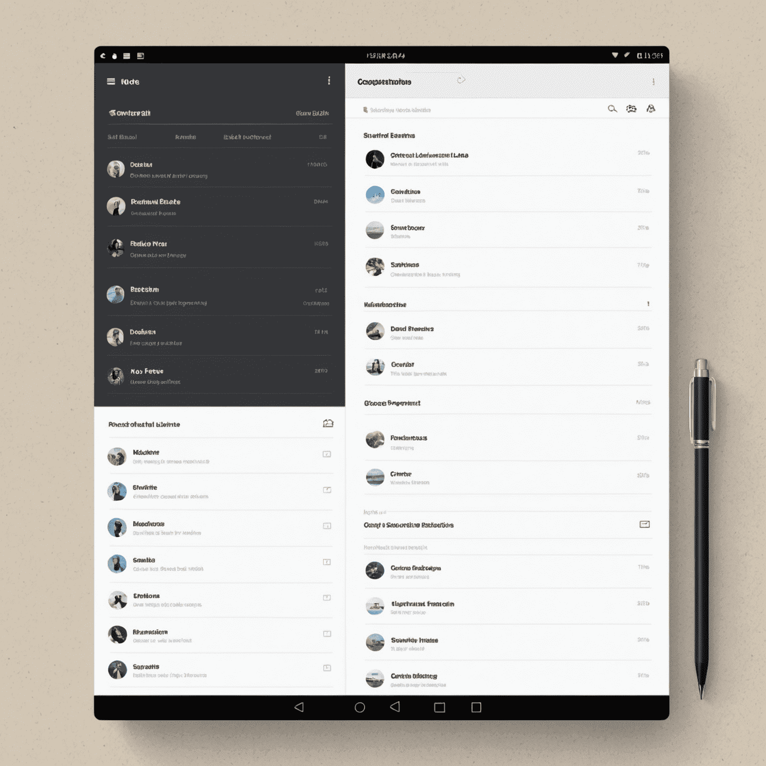 A clean, minimalist interface showcasing smart organization features. The image displays a sidebar with intelligently tagged notes, dynamic folders, and a powerful search bar. The main area shows interconnected notes with visual links between related ideas.