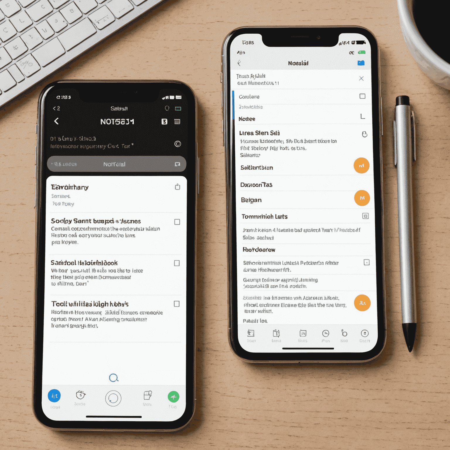 A split-screen view of the notsai app. On the left, a messy collection of notes. On the right, the same notes neatly organized using intelligent tagging and dynamic folders.