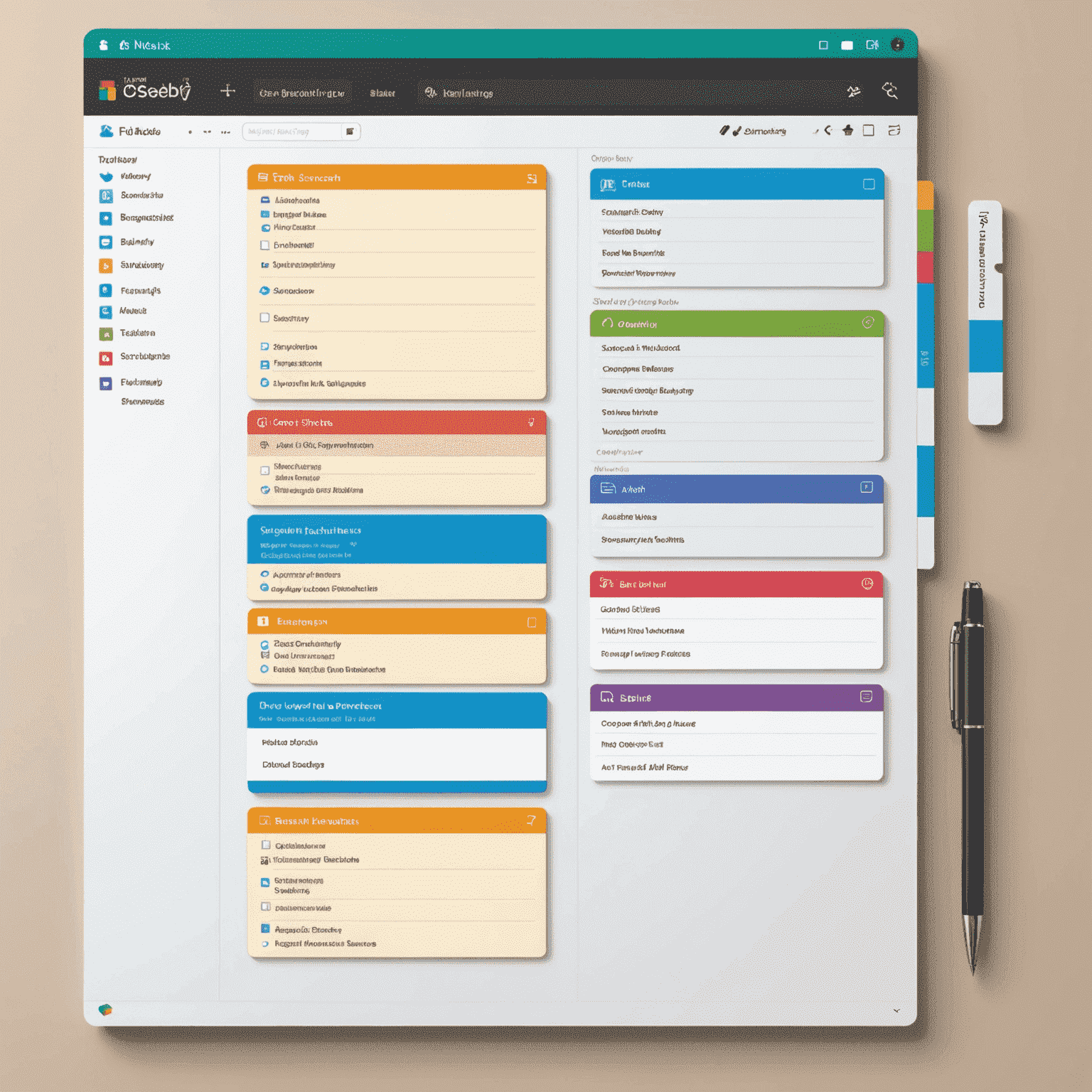 A visual representation of intelligent organization with tags, folders, and a powerful search bar. The image shows a clean, hierarchical structure of notes and tasks, with color-coded tags and an intuitive folder system.